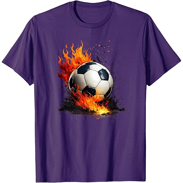 Amazon.com: Football Flame Burning Soccer Ball Football T-Shirt